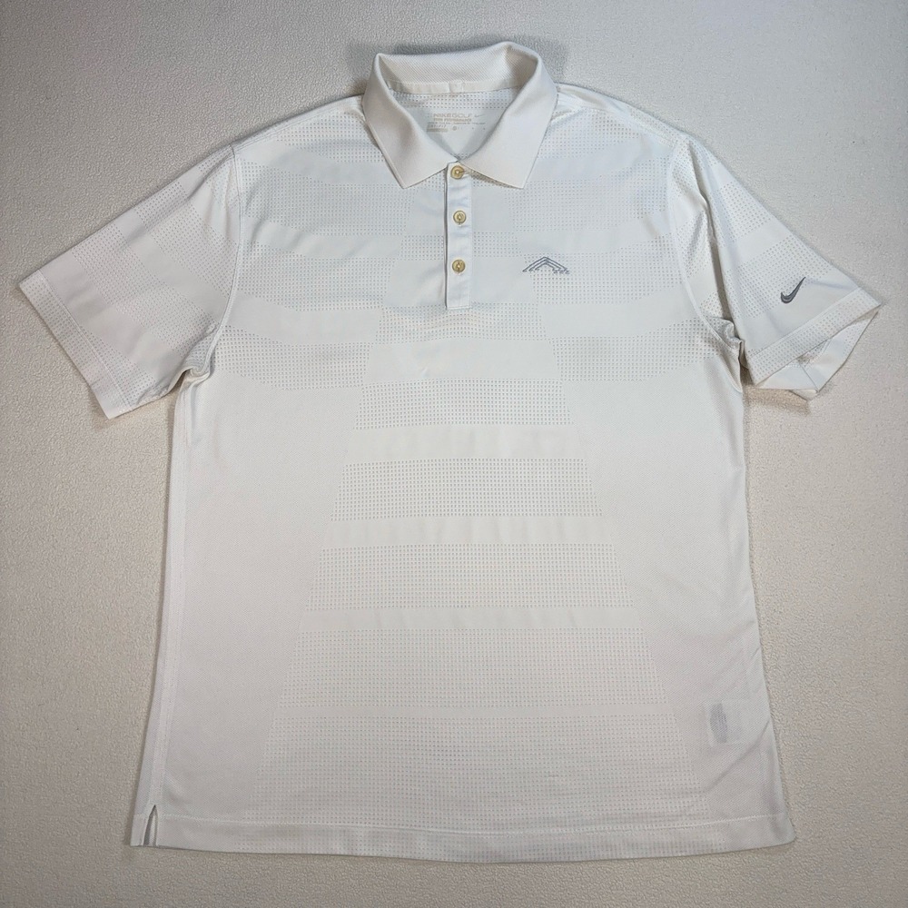Nike Core Body Golf Polo Men's L White Tour Performance Dri-Fit Stretch Textured